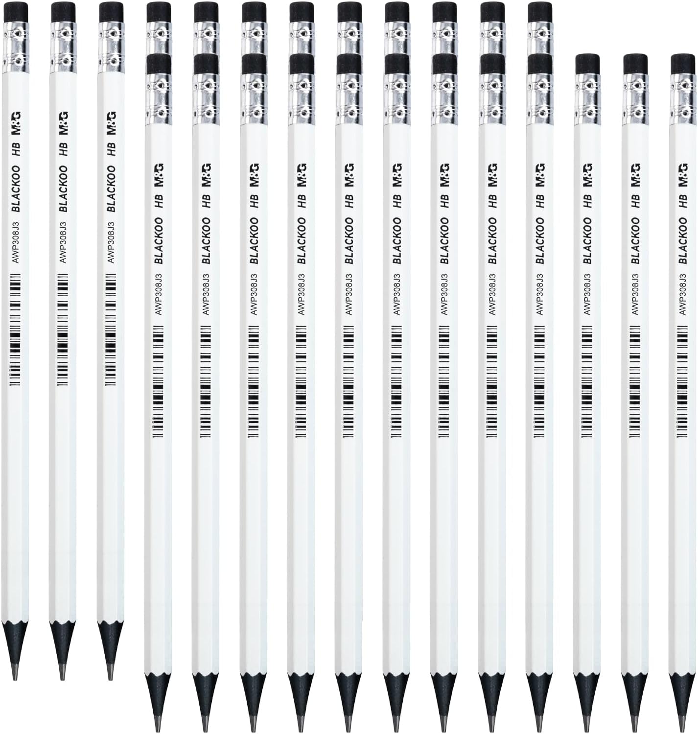 M&G Wood-Cased 2B Pencils, 24 Pack Pre-Sharpened Pencils with Top Erasers, Bulk Black Pencils for School Teacher Supplies, Writing, Drawing and Sketching