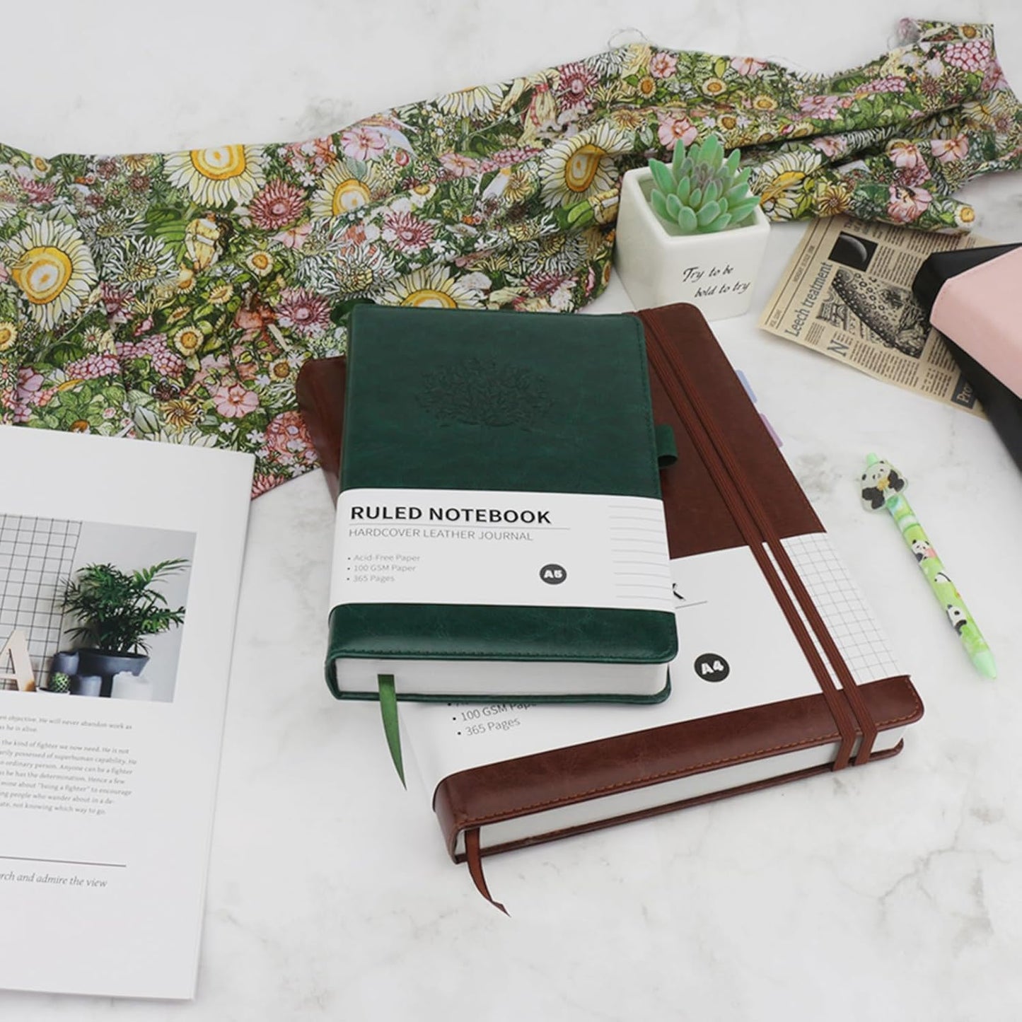 Lined Journal,A5 Lined Notebook for women,384 Pages Green Hardcover Leather Journal for men,College Ruled Notebook for note taking Lined Journal note book for work,school