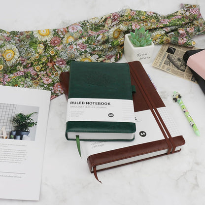 Lined Journal,A5 Lined Notebook for women,384 Pages Green Hardcover Leather Journal for men,College Ruled Notebook for note taking Lined Journal note book for work,school