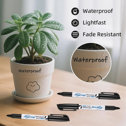 Cgerma Ultra Fine Point Permanent Markers Black, 18 Pack Ultra Fine Tip Markers, Waterproof, Quickly Dry, No bleed, Works on Plastic, Wood,Stone, Metal and Glass for School Office Home