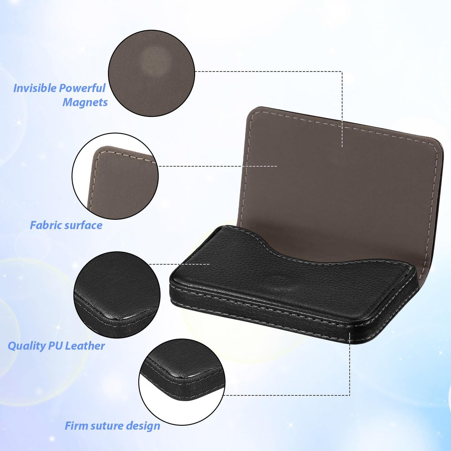 Outus 2 Pcs Business Card Holder, PU Leather Business Card Case Pocket Wallet with Magnetic Shut for Valentines Gift Adult(Black and Coffee)