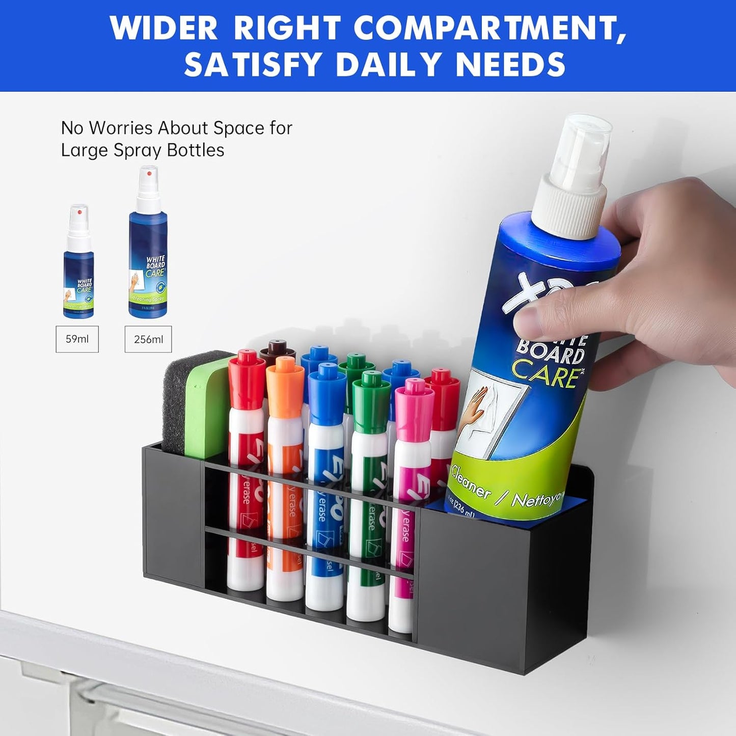 Magnetic Dry Erase Marker Holder for Whiteboard, Wall Mount Pen Holder for Refrigerator, Clear Pencil Holder for Fridge, Strong Magnet Locker Organizer for Classroom, Office