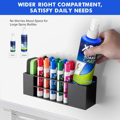 Magnetic Dry Erase Marker Holder for Whiteboard, Wall Mount Pen Holder for Refrigerator, Clear Pencil Holder for Fridge, Strong Magnet Locker Organizer for Classroom, Office