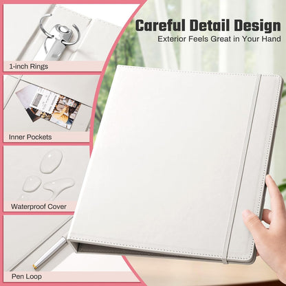 Aesthetic 3 Ring Binder 1 Inch Cute Three Round Rings Binders with Dividers Suitable for 8.5 x 11 Letter Size Paper Loose Leaf Binder with 2 Pockets for School Work