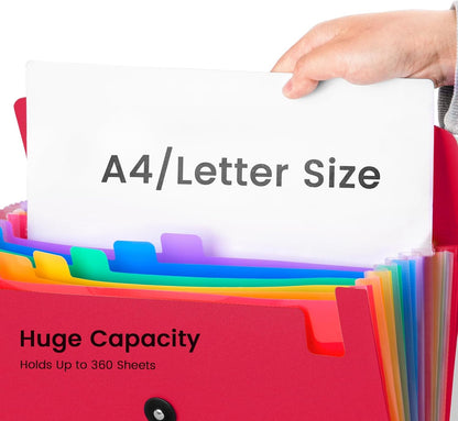 3 Pack 7 Pocket Accordian File Organizer, Expanding File Folder with Labels, Plastic Expandable File Folder for Documents Letter Size A4 Papers