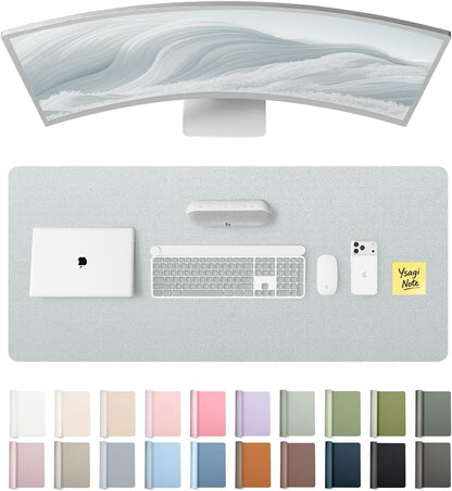 YSAGi Leather Desk Pad Protector, Office Desk Mat, Large Mouse Pad, Non-Slip PU Leather Desk Blotter, Waterproof Laptop Desk Writing Pad for Office and Home (23.6" x 13.8", Eggshell) - Colors A