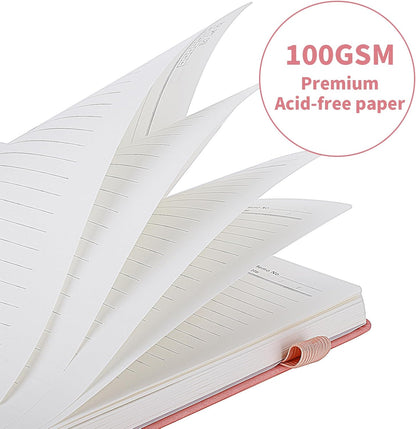 Thboxes 80 Sheets Lined Journal Notebook, 5.7" X 8.3" Hardcover Executive Notebook for Student Worker Women Men, Notepads Journals for Writing Travel & Organization, Nurses Week Gifts, Pink