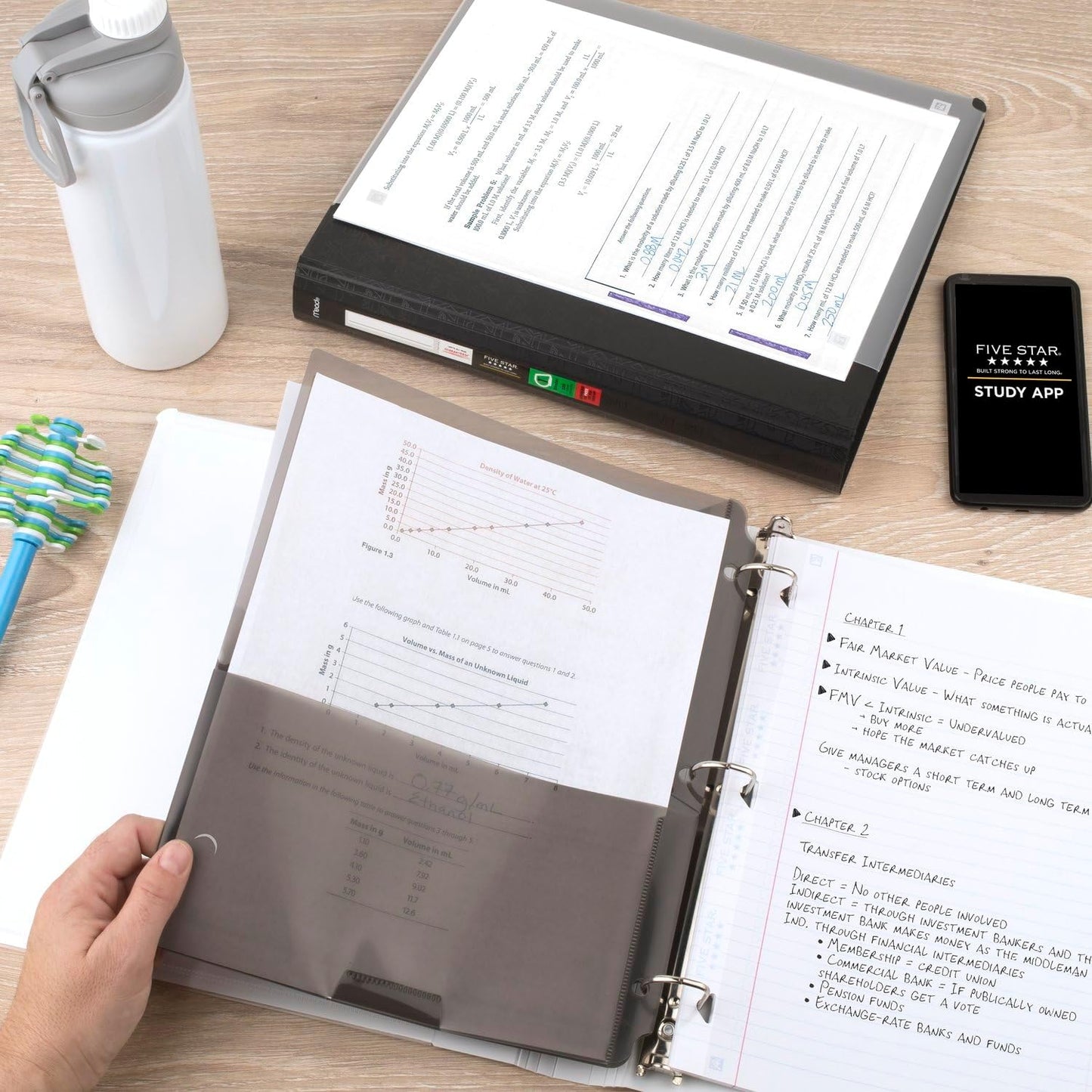 Five Star 3-Ring Binder + Study App, 1-1/2 Inch Binder with D Rings and Customizable Clear View Cover, 375 Sheet Capacity, White (261460A-ECM)
