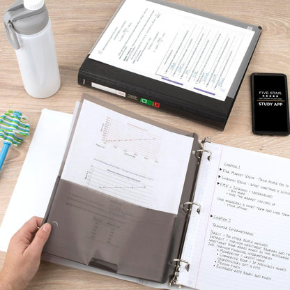 Five Star 3-Ring Binder + Study App, 1-1/2 Inch Binder with D Rings and Customizable Clear View Cover, 375 Sheet Capacity, White (261460A-ECM)