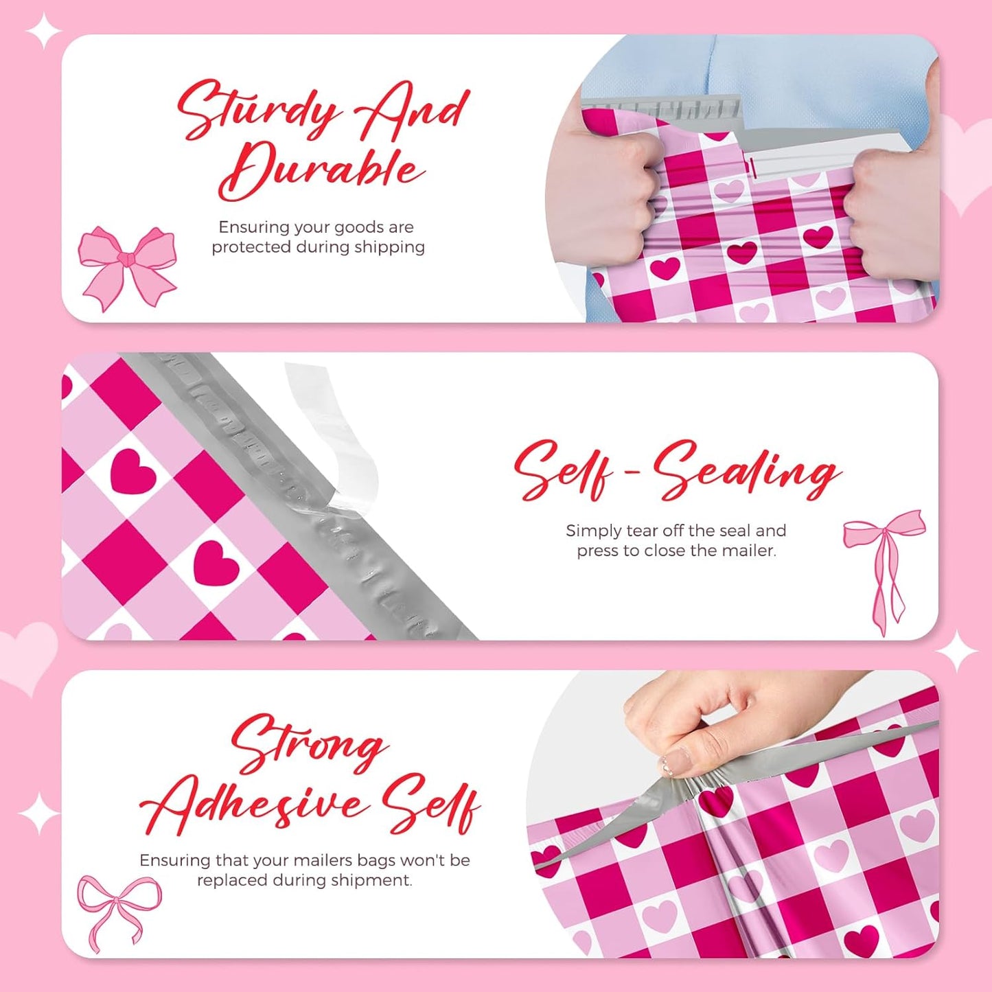 Metronic Cute Poly Mailers 10x13" 50pc Small Shipping Bags, Strong Adhesive Mailers Poly Bags for Business, Waterproof Mailing Envelopes for Packing Shipping Clothes Gifts, Gradient BluePink
