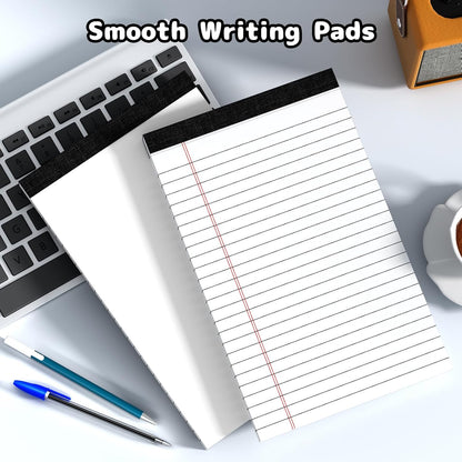 5x8 Legal Pads Writing Pad Note Pads, 5 Pack College Ruled Lined Paper Pad, White Perforated Notebook, Premium Notepads for School Office Home, 30 Sheets/Pack