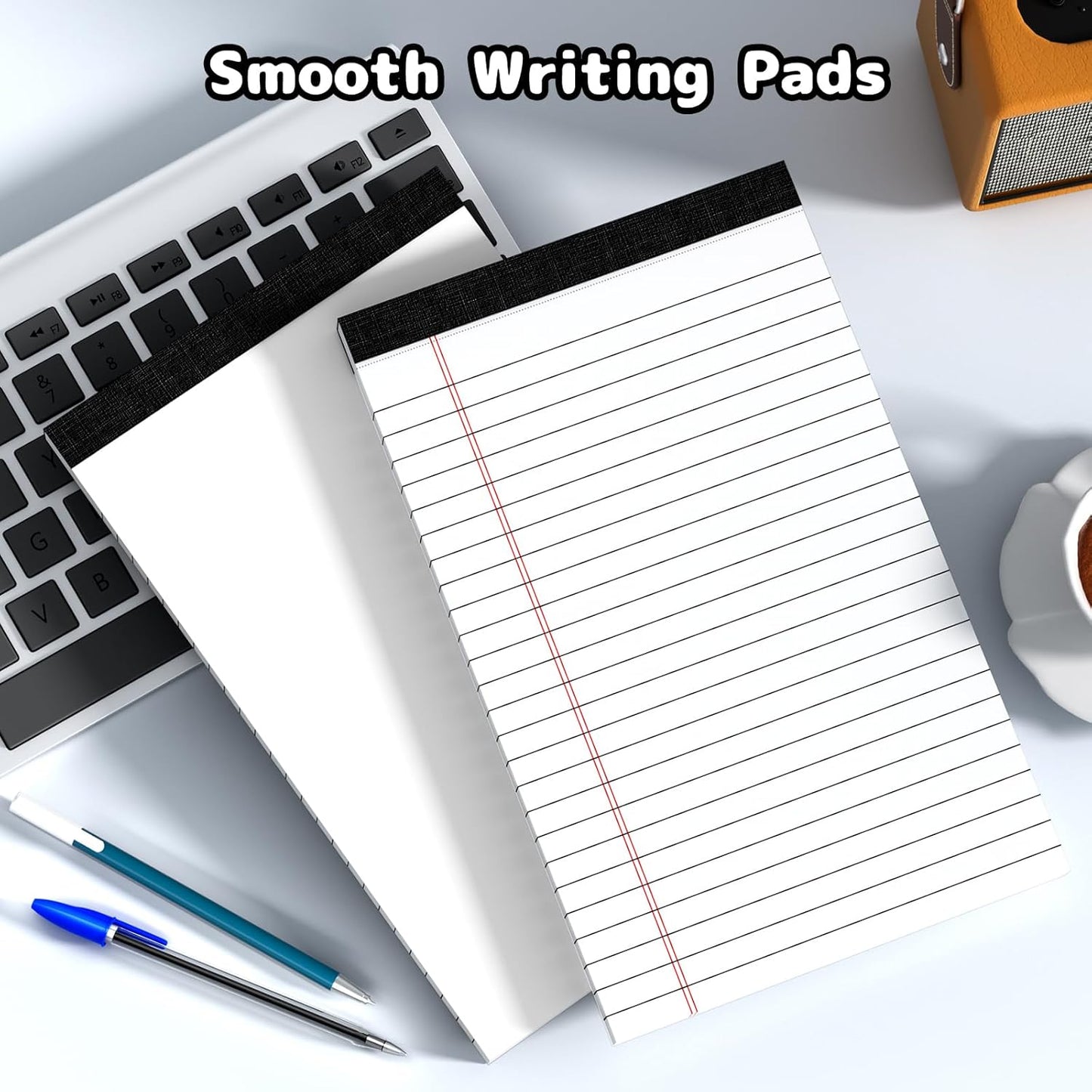 5x8 Legal Pads Writing Pad Note Pads, 8 Pack College Ruled Lined Paper Pad, White Perforated Notebook, Premium Notepads for School Office Home, 30 Sheets/Pack