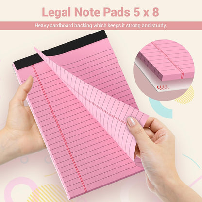 Legal Pads 8.5 x 14 Note Pads, 6 Pack Writing Pads Wide Ruled Notepads, Micro Perforated Notepad, Double-Side Printed Lined Paper Pads 30 Sheets per Notepad, White Legal Pads for Home, Office, School