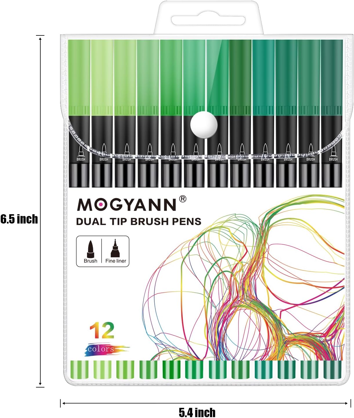Mogyann Drawing Pens, 12 Pack Dual Brush Pens Black Markers for Art Drawing Sketching