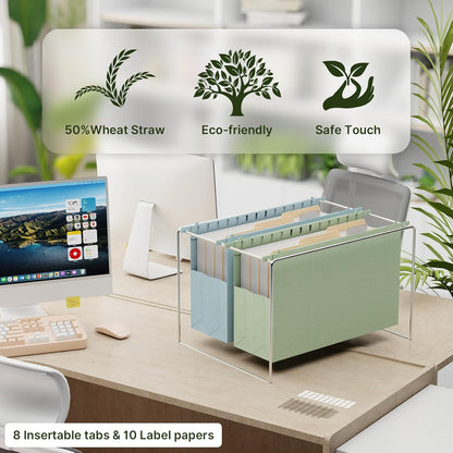 XINGIA Wheat Straw Reinforced Hanging File Folders Legal Size,4 Inch Expansion File Organizer,6 Pack Extra Capacity File Cabinet Folders for Bulky Files,Medical Charts,Filing Folders Hanging with Tabs