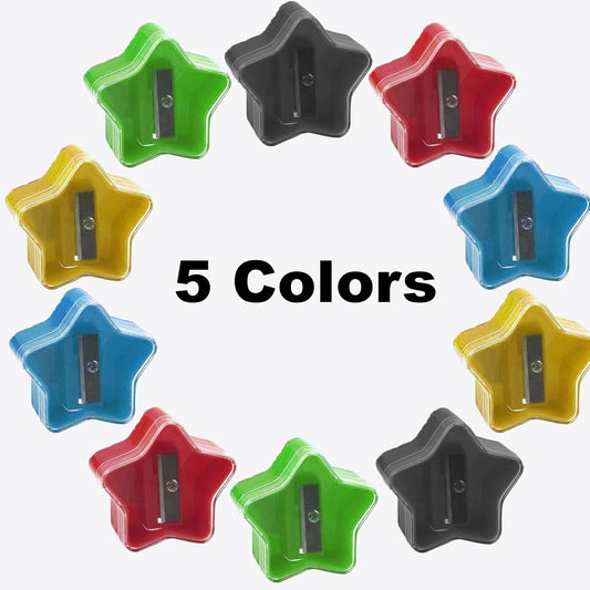 100 Pack Bulk Pencil Sharpeners for Students, Kids | Bulk Star Pencil Sharpeners with Lid, Manual Handheld, for Classroom, Teachers - Use for Colored and #2 Pencils