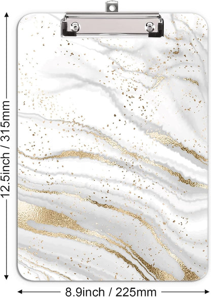 Hongri Plastic Cute Clipboard, Letter Size for Students, Teacher, Woman and Kids, Low Profile Clip, Decorative Pattern, Size 9 x 12.5 in, Dream Marble