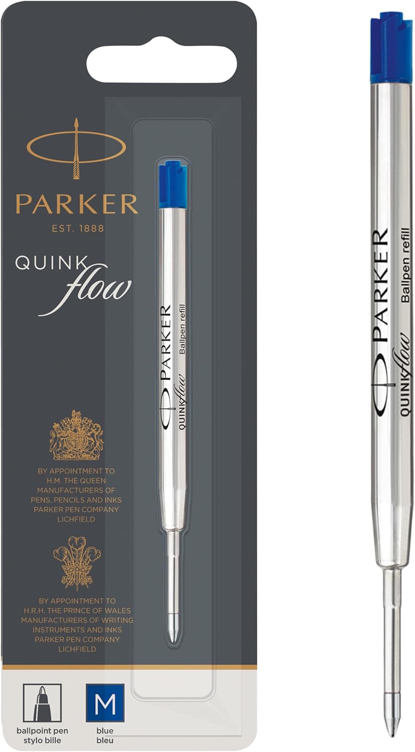 PARKER QUINK Long Fountain Pen Ink Refill Cartridges, Blue
