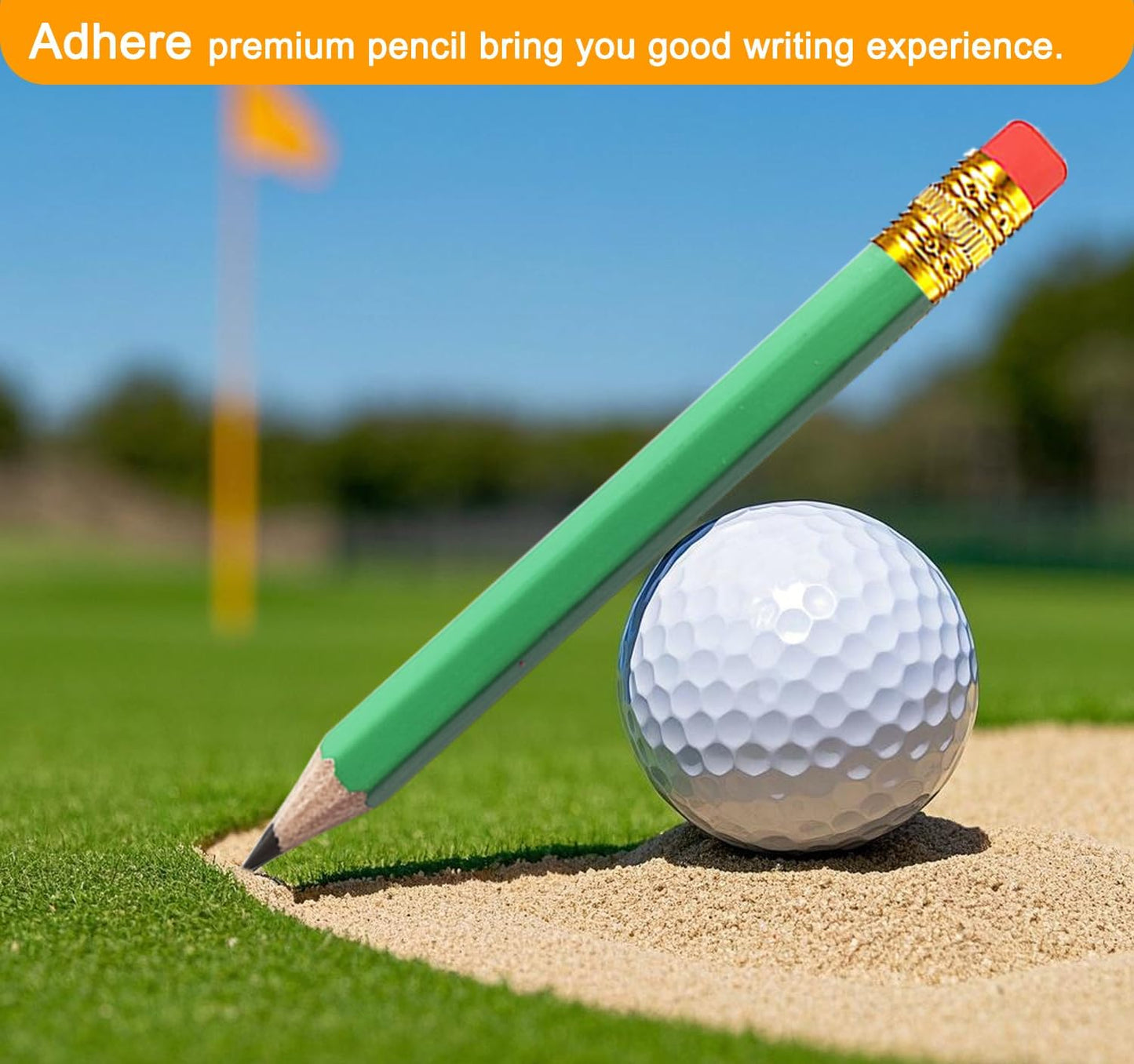 Adhere 25pcs Golf Pencils with Eraser Pre sharpened Hexagon half Wooden Pencils Graphite 2B for Golf Event Scoring,Classroom,Wedding,Company Meetings,Pew, Pocket (Nature)