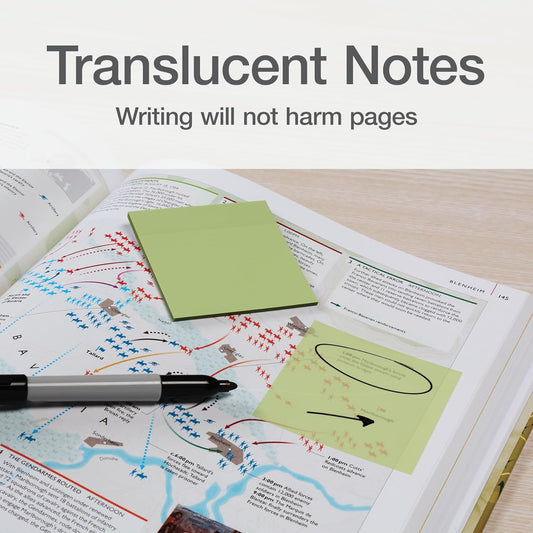 Redi-Tag Translucent Sticky Notes, Transparent Self-Stick Notes, 3" x 3", 4 Pads, 50 Notes Per Pad, 200 Sheets (1006596)