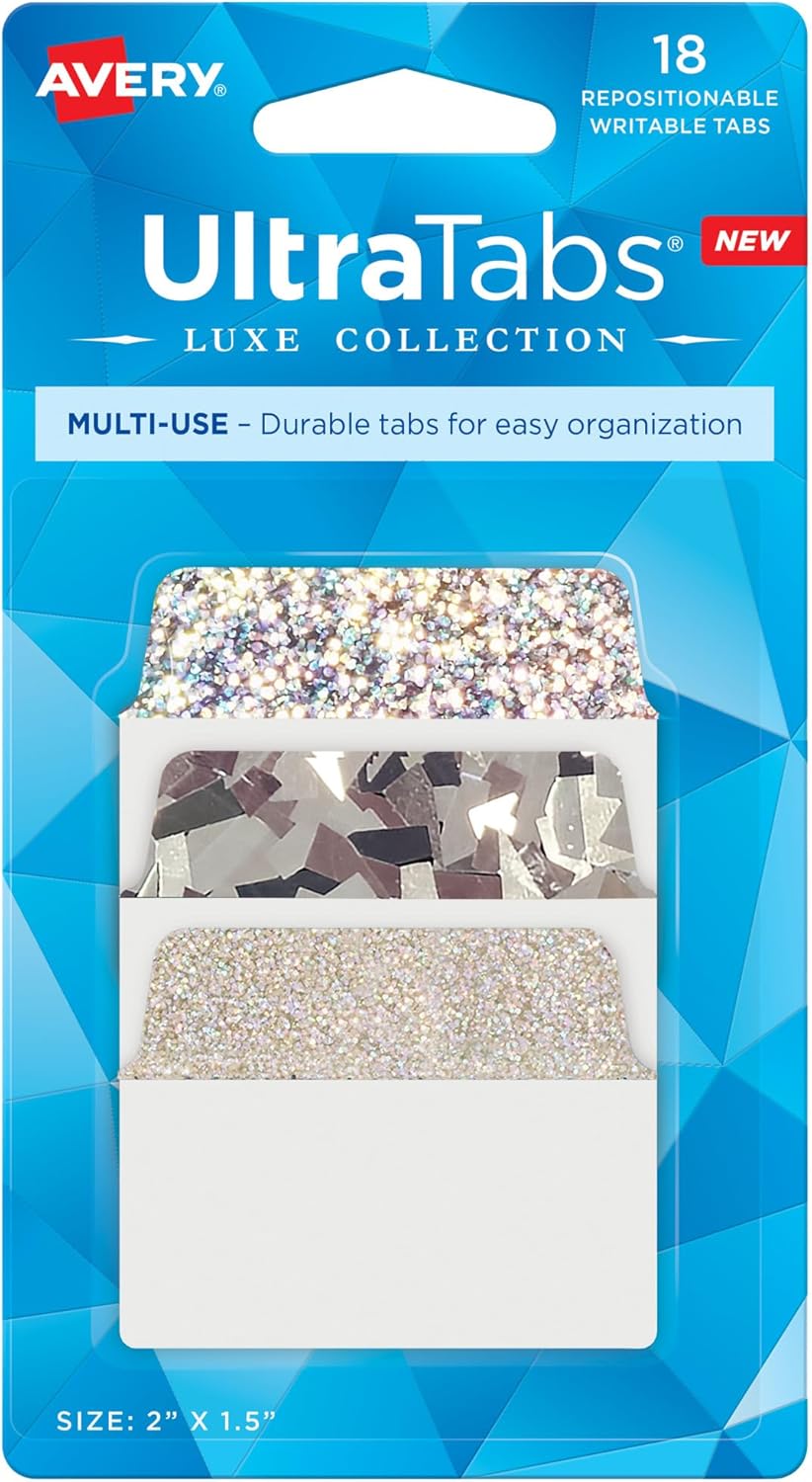 Avery Multiuse Ultra Tabs, 2" x 1.5", 2-Side Writable, Assorted Pastel Dots, 24 Repositionable Tabs (74773)