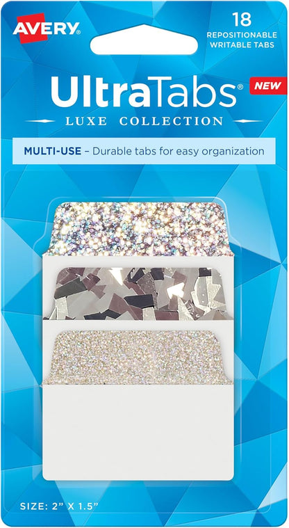 Avery Multiuse Ultra Tabs, 2" x 1.5", 2-Side Writable, Assorted Pastel Dots, 24 Repositionable Tabs (74773)
