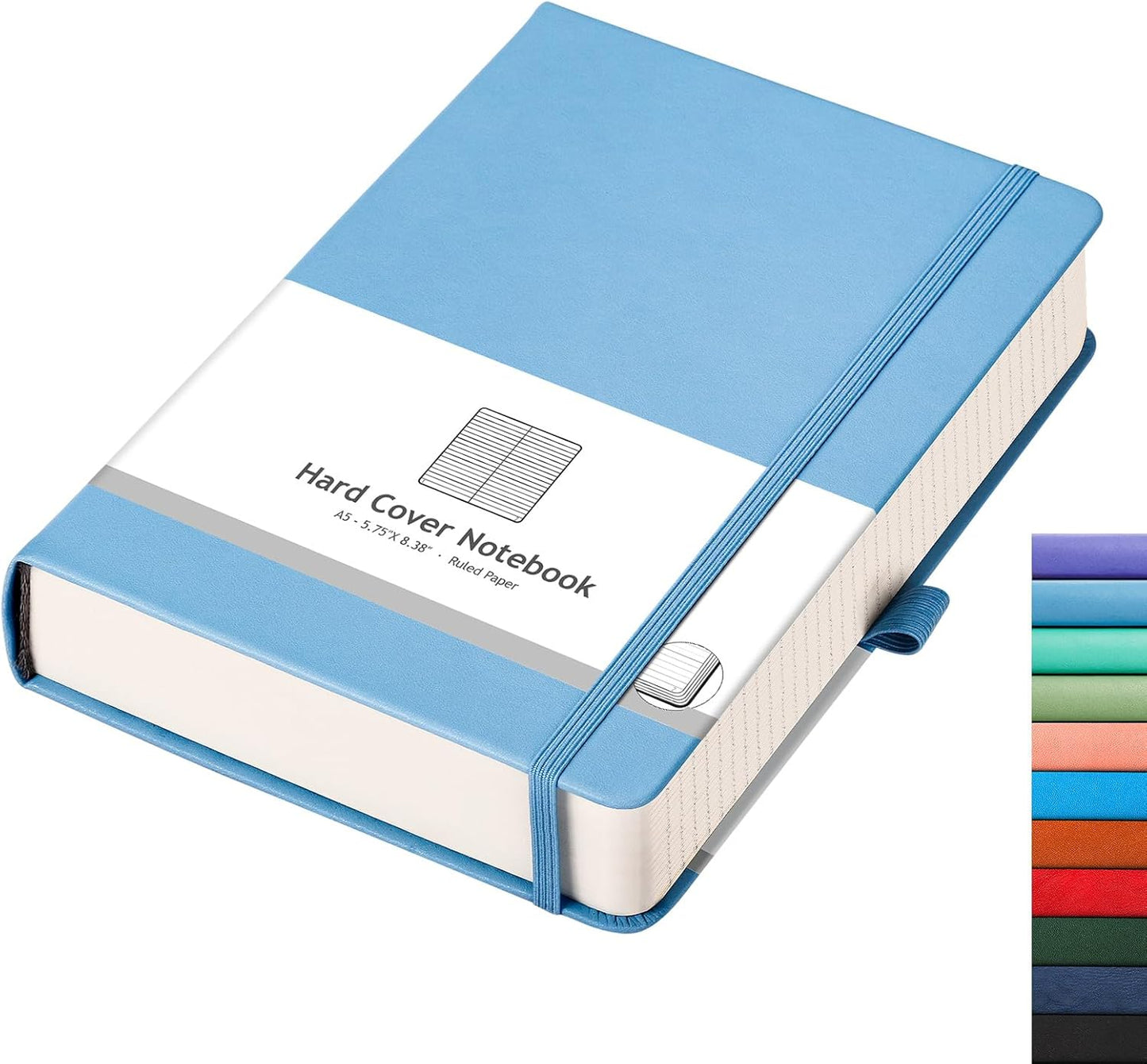 AHGXG 8.5''×11'' Notebook College Ruled - Large A4 Notebook Lined Journal - 320 Pages Thick Journal for Writing, 100gsm Thick Paper, Leather Softcover, for Work School - Black