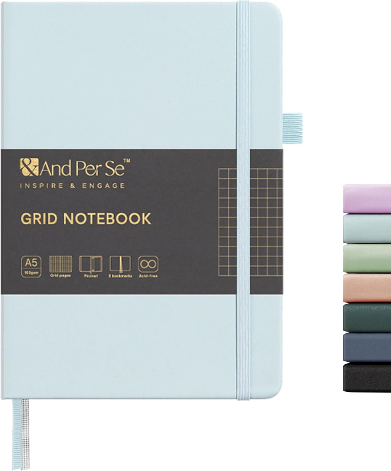 &And Per Se Lined Journal Notebook, 160 Pages, A5 5.7 x 8 inches College Ruled Thick Paper Notebook Journals for Writing, Hardcover Notebooks for Women Men Office School (1 Pack, Green) - Colors B