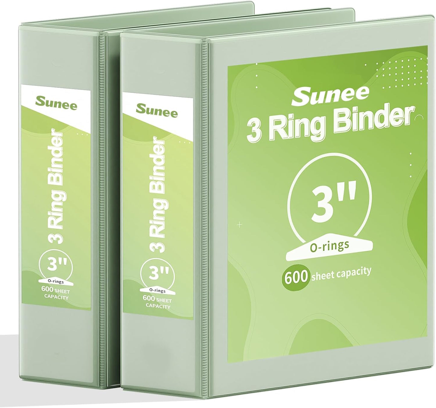SUNEE 3 Ring Binder 3 Inch 2 Pack, Clear View Binder Three Ring PVC-Free (Fit 8.5x11 Inches) for School or Office Supplies, Pink