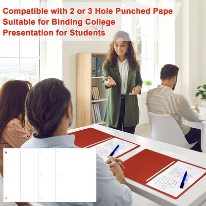 12 Pcs Pressboard Report Cover 9.3x11.6 Inch Presentation Binder Folder Letter Size 3" Capacity Metal Prong Fastener with Compressor for Reports Business Contract Proposal Documents, Red