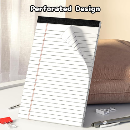 5x8 Legal Pads Writing Pad Note Pads, 8 Pack College Ruled Lined Paper Pad, White Perforated Notebook, Premium Notepads for School Office Home, 30 Sheets/Pack