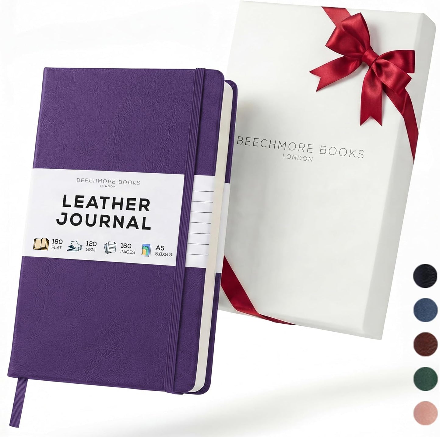 BEECHMORE BOOKS Large Lined Journal Notebook, 8.5" x 11.5" (A4) Hardcover Vegan Leather Executive Diary for Work, Thick 120gsm Paper, Lay-Flat Binding, Gift Box