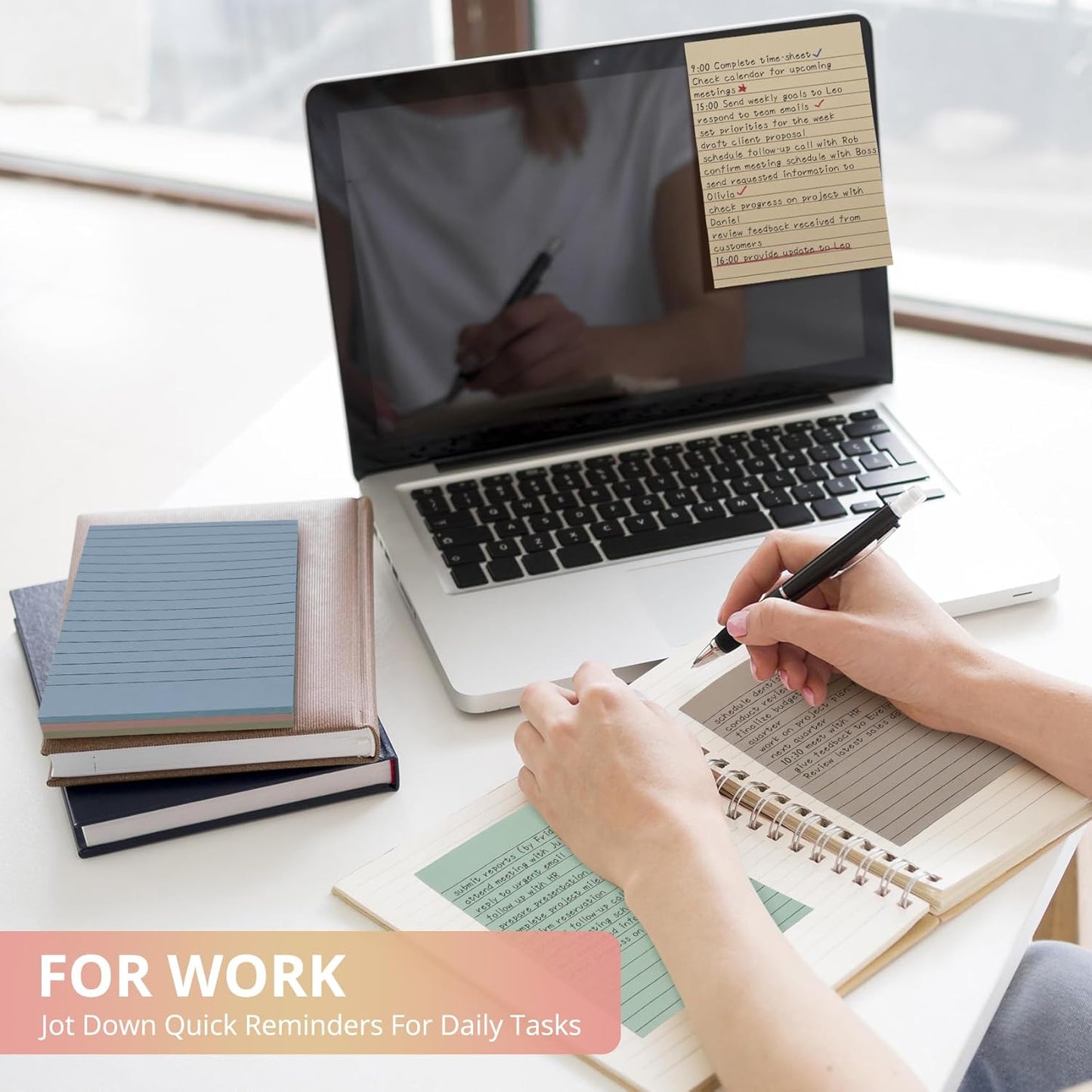 Lined Sticky Notes, 24 Pads, 4x6 Inches, Large Sticky Notes with Lines, Memo Note Pads in Multi Colors, 30 Sheets/Pad, Super Sticking Power for Office ＆ Home & Planning - Bright