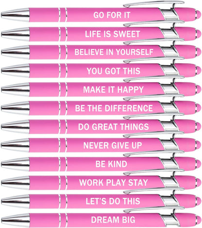 PASISIBICK 3.86 in Blue Ink Refills for Ballpoint Pen with Stylus Tip, Soft Touch Click Pen, 2 in 1 Metal Pens, Medium Point(Pack of 40)
