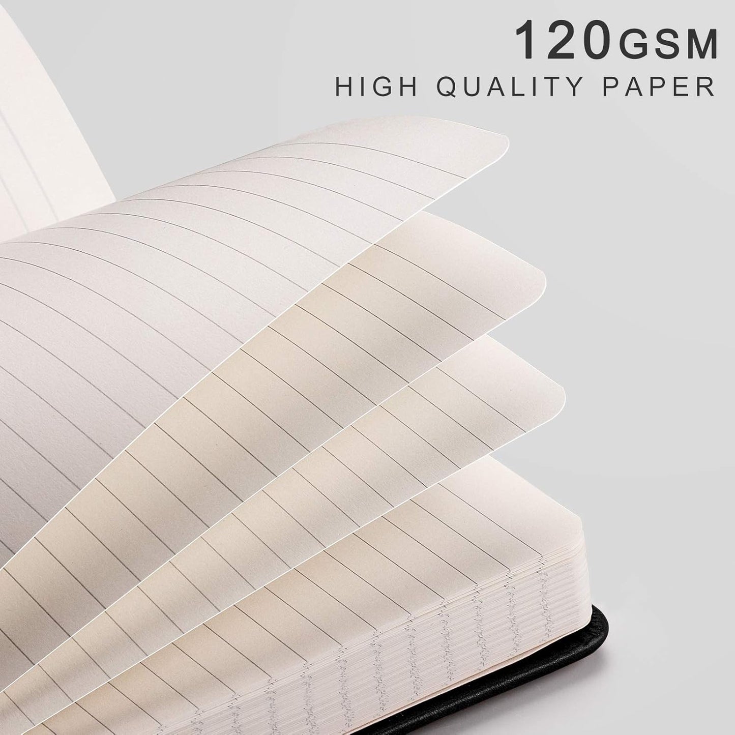 EMSHOI Graph Paper Notebook - 256 Pages A5 Graph Notebook/Journal, Hard Cover, 120gsm Thick Paper, Smooth PU Leather, Inner Pocket, 5.75'' × 8.38''-Black