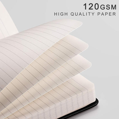 EMSHOI Graph Paper Notebook - 256 Pages A5 Graph Notebook/Journal, Hard Cover, 120gsm Thick Paper, Smooth PU Leather, Inner Pocket, 5.75'' × 8.38''-Black