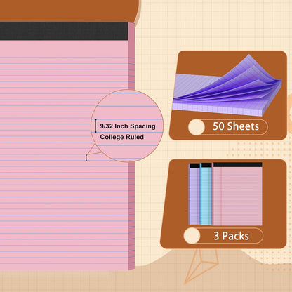 Legal Pads 8.5 X11, Narrow Ruled Notepads, 2 Pack, 50 Sheet/Pad, White Legal Pads, Tear Off Notepad, Perforated Writing Pad, Notebook Paper College Ruled, Notepads for Office Home School, Notepad