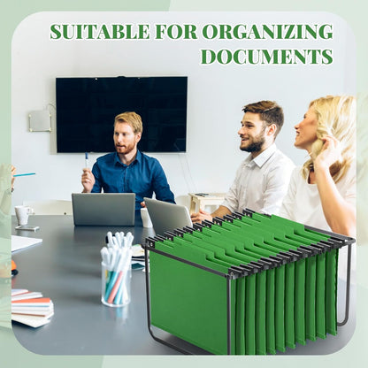Henoyso 10 Pcs Hanging Classification Folders Bulk with 2 Prongs, 1 Divider Letter Size, 2 Inch Expansions Pressboard File Folder, 1/3-cut Tab File Organizer (1 Divider,Green)