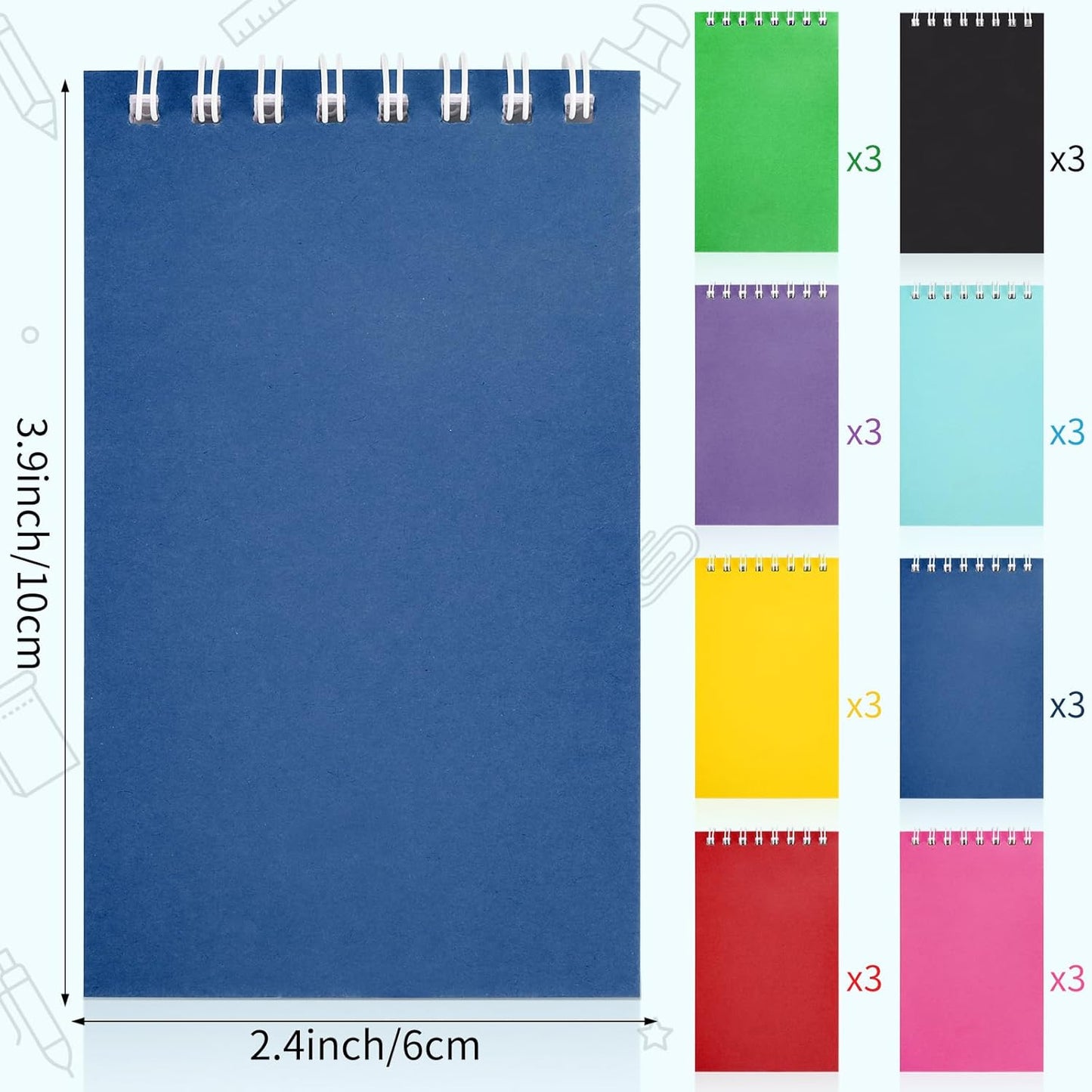 Hooqict 24 Pack Small Pocket Notebook Mini Notebooks Bulk Small Spiral Notepads with 8 Colors, Memo Note Pads for Kids, Work, Office, School, 3.9 x 2.4 Inches