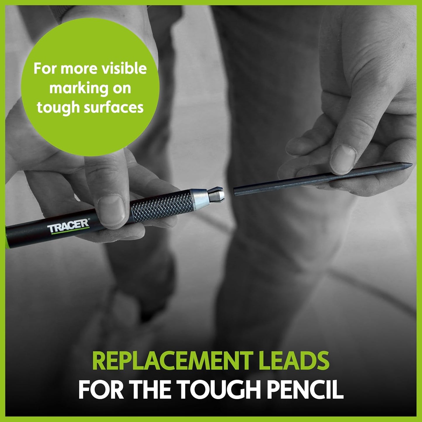 Tracer Tough Construction Pencil Replacement Leads Set - 6 x 5.2mm Graphite Leads for the Tough Pencil. Set of 6 refills