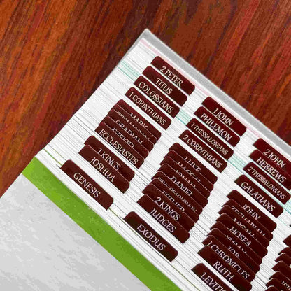 Thinkor Reposition Laminated Bible Tabs, Large Print Stickers, Easy to Read & Apply Bible Tabs for Women & Man (Earthy Brown)
