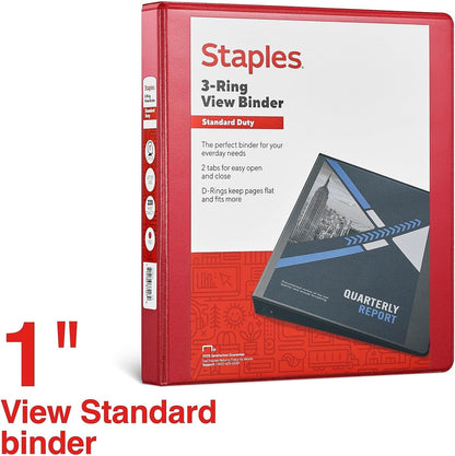 Staples Standard 2-Inch 3-Ring View Binder, Holds Up to 450 Sheets, Orange, Durable Binder for Office & School