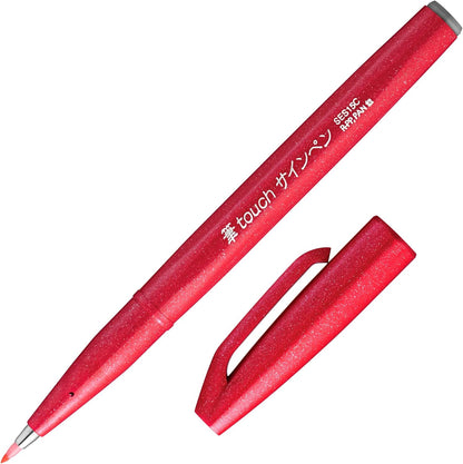 Pentel Fude Touch Sign Pen, Pink, Felt Pen Like Brush Stroke (SES15C-P)