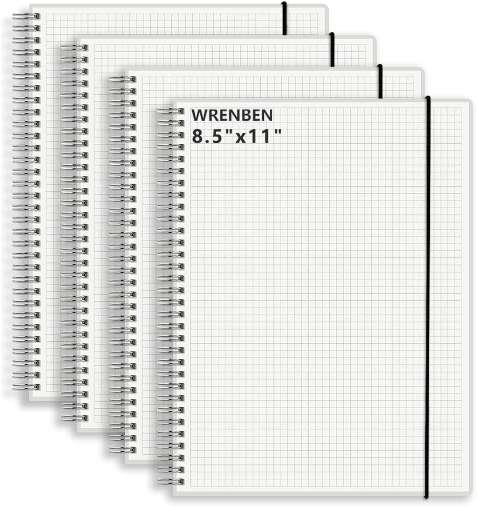 A5 Spiral Notebook 120gsm Graph Paper Notebook 160 Pages Per Hardcover Grid Notebooks 5.7 x 8.3 Inches (2 Pack)