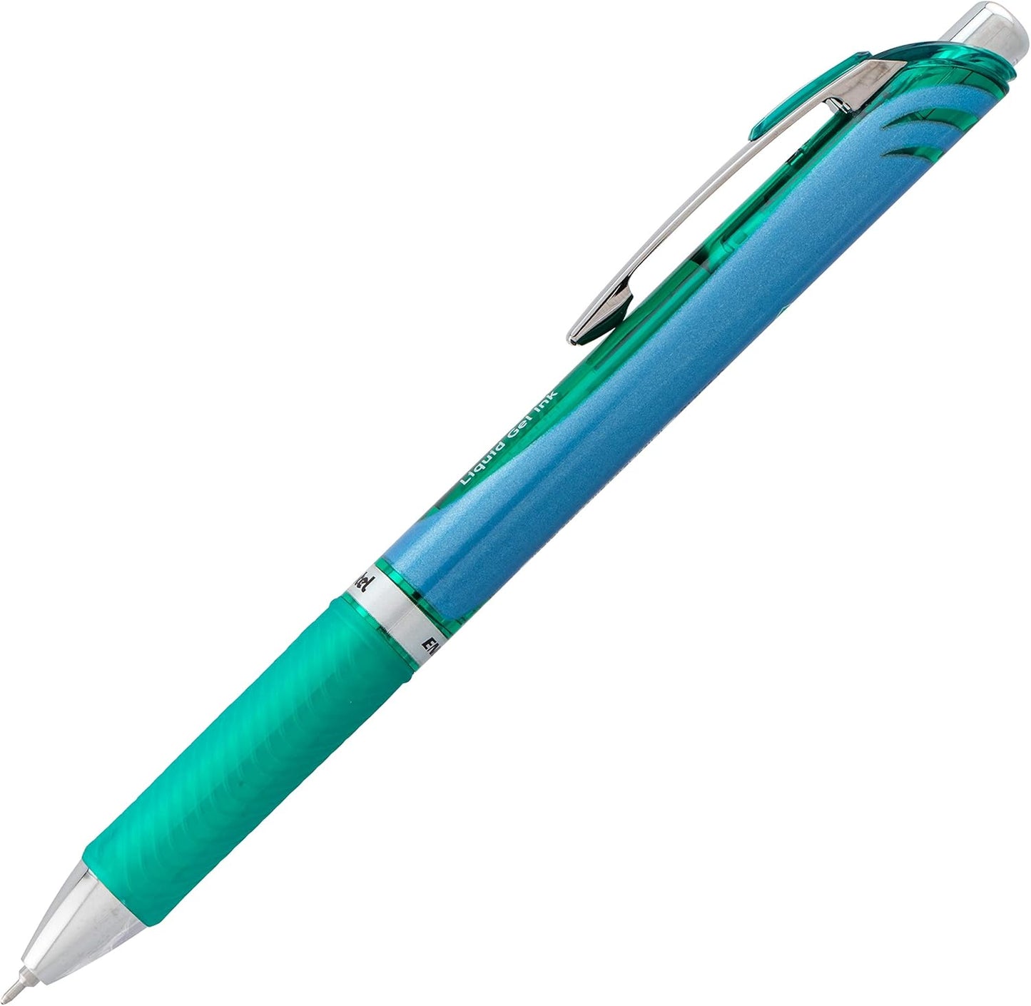 Pentel® EnerGel™ Deluxe RTX Retractable Liquid Gel Pens, Fine Point, 0.5 mm, 54% Recycled, Blue Barrel, Black Ink, Pack Of 12 Pens