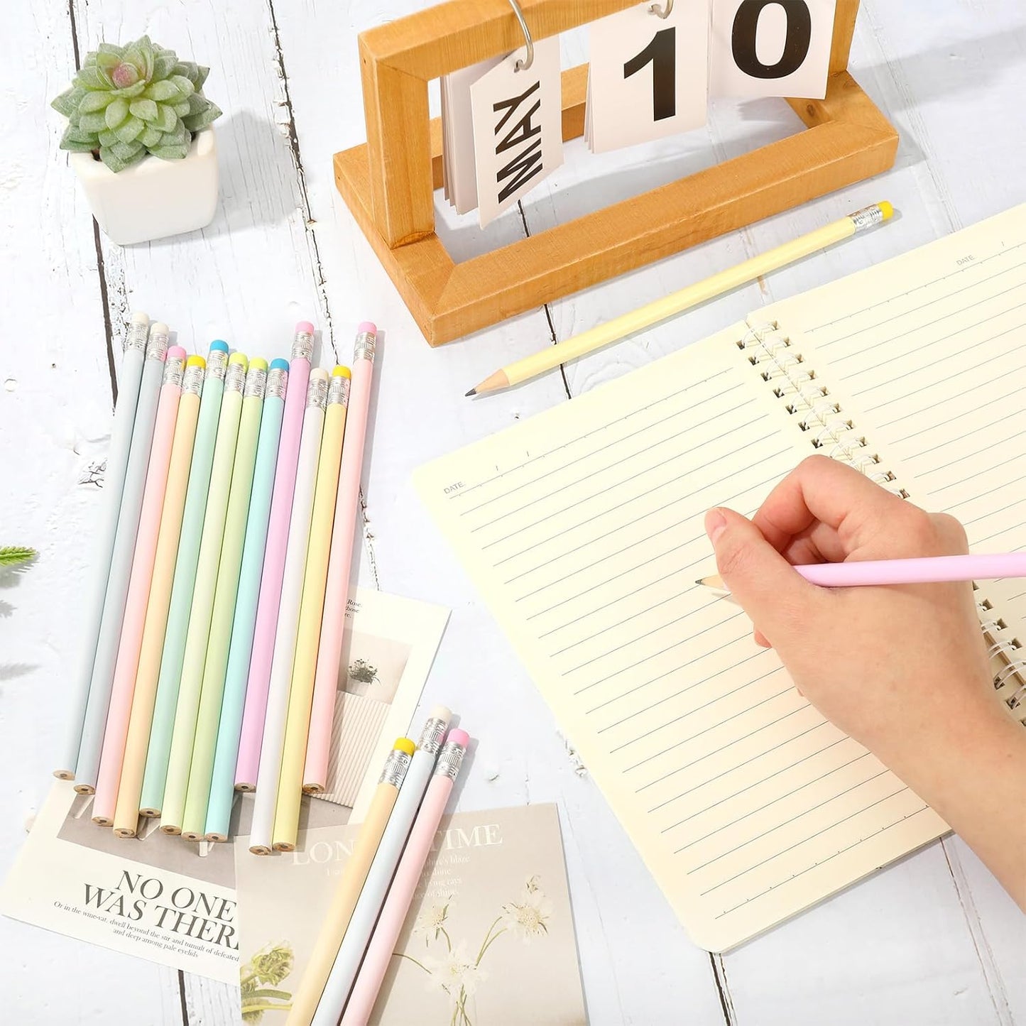 Whaline 48Pcs Colorful Pencils with Erasers Back to School Rainbow Color Wooden Pencil Unsharpened Writing Drawing Pencil for Students Graduation School Office Stationery Gift