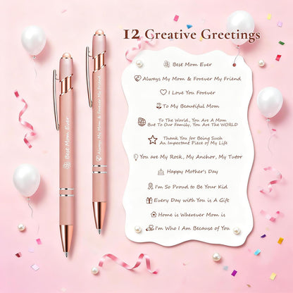 Father's Day Pen Set Gift Box - 12 Pack Black Ink Ballpoint Pens with Inspirational Quotes Fun Novelty Pens Perfect Birthday Retirement Gift for Dad Papa Father