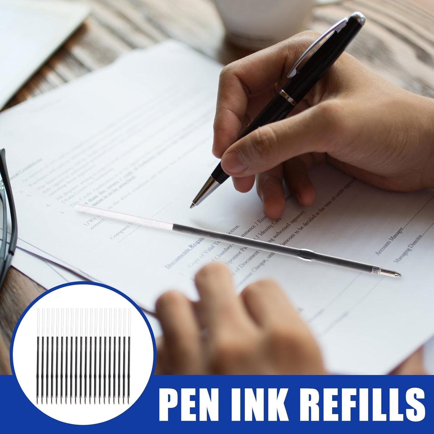 Retractable Ballpoint Pen Refills 30 Pieces 1mm, Medium Point 4.2 Inch Black Ink Refills Smooth Writing for Click Pens