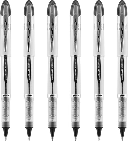 uniball Vision Elite Rollerball Pen, Bold Point (0.8mm), Black Ink, 6 Pens