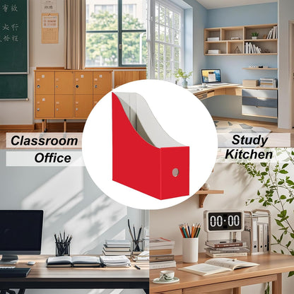Limitliho 6 Pack Cardboard Magazine Holder for Desk, Book Bins for Classroom Library,Office,Home, 10.6" H x 10.2" L x 3.5" W in Magazine File Holder (Elegant color)